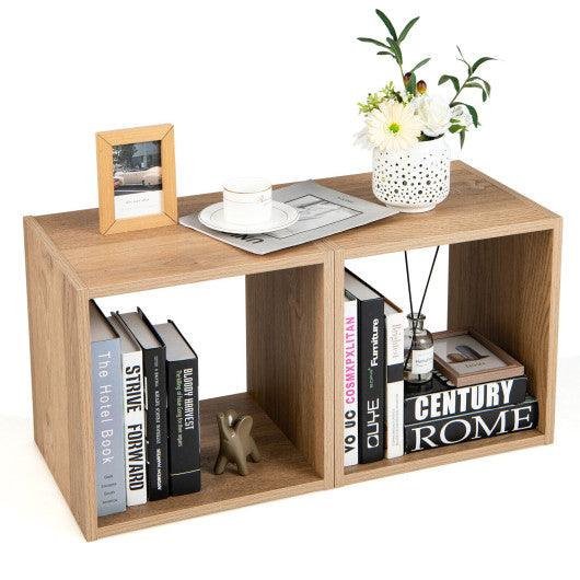 2 Cubes Stackable Bookcase for Living Room and Study-Natural at Set Shop and Smile