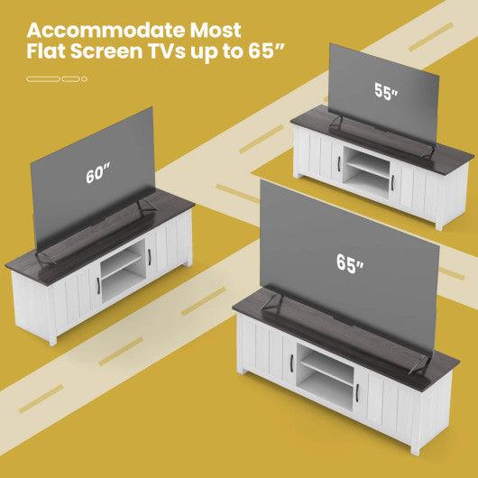 TV Stand with 2 Cabinets and Open Shelves for TVs up to 65 Inch-Black at Set Shop and Smile