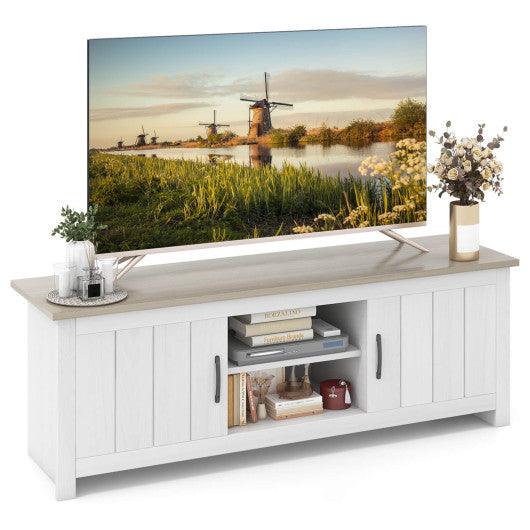 TV Stand with 2 Cabinets and Open Shelves for TVs up to 65 Inch-Natural at Set Shop and Smile