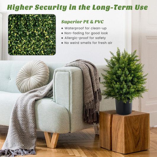 2-Pack Artificial Cedar Topiary Ball Tree with Cement Pot at Set Shop and Smile