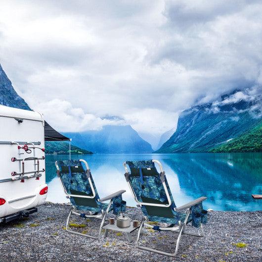 2 Packs 5-Position Outdoor Folding Backpack Beach Table Chair Reclining Chair Set-Multicolor at Set Shop and Smile