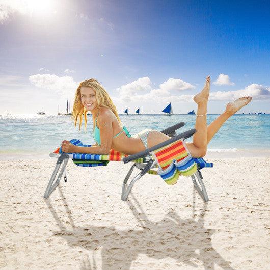 2 Packs 5-Position Outdoor Folding Backpack Beach Table Chair Reclining Chair Set-Yellow at Set Shop and Smile