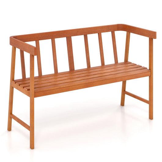 Outdoor Acacia Wood Bench with Backrest and Armrests at Set Shop and Smile