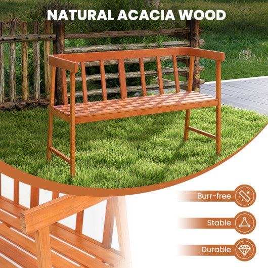 Outdoor Acacia Wood Bench with Backrest and Armrests at Set Shop and Smile