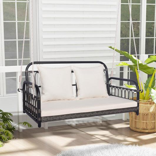 2-Person Outdoor Hanging Chair with Ropes-Gray at Set Shop and Smile