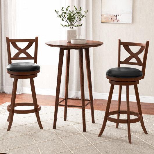 2 Pieces Classic Counter Height Swivel Bar Stool Set with X-shaped Open Back-L at Set Shop and Smile