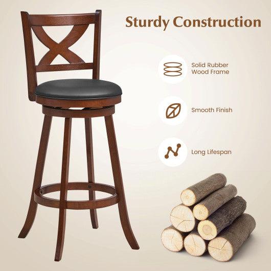 2 Pieces Classic Counter Height Swivel Bar Stool Set with X-shaped Open Back-L at Set Shop and Smile