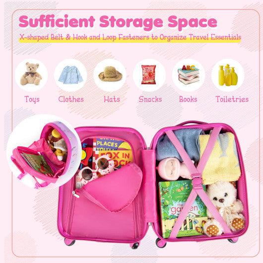 2 Pieces Kids Carry-on Luggage Set with 12 Inch Backpack-Pink at Set Shop and Smile