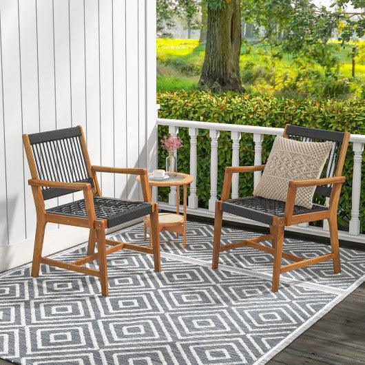 Set of 2 Patio Acacia Wood Dining Chairs with Armrests for Lawn Yard at Set Shop and Smile
