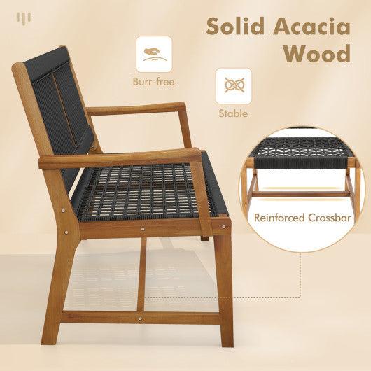 Set of 2 Patio Acacia Wood Dining Chairs with Armrests for Lawn Yard at Set Shop and Smile