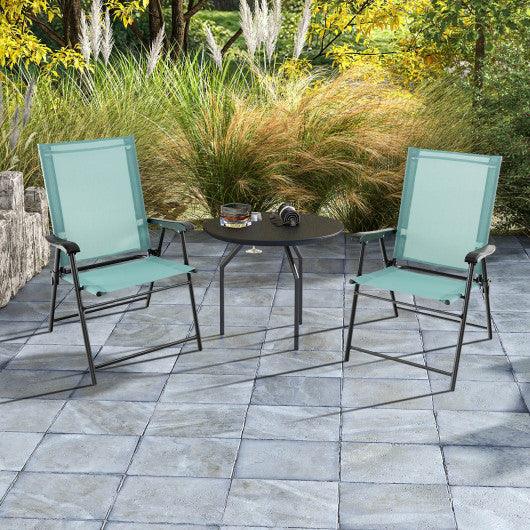 2 Set of Patio Dining Chair with Armrests and Metal Frame-Light Green at Set Shop and Smile