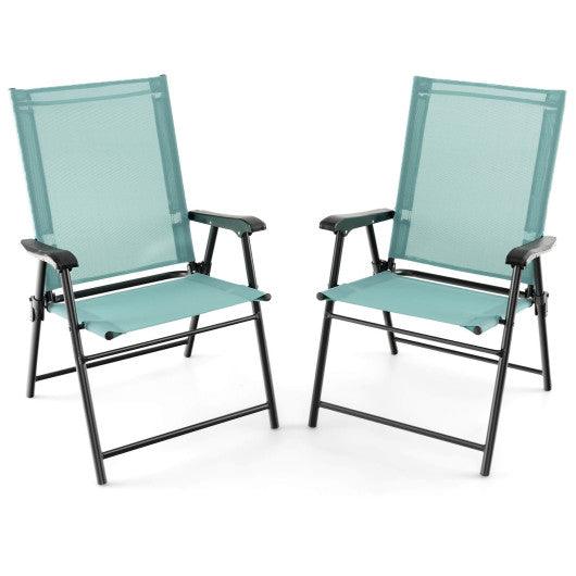 2 Set of Patio Dining Chair with Armrests and Metal Frame-Light Green at Set Shop and Smile