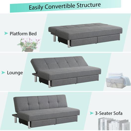 3-Seat Convertible Sofa Bed with 2 Large Drawers and 3 Adjustable Angles at Set Shop and Smile