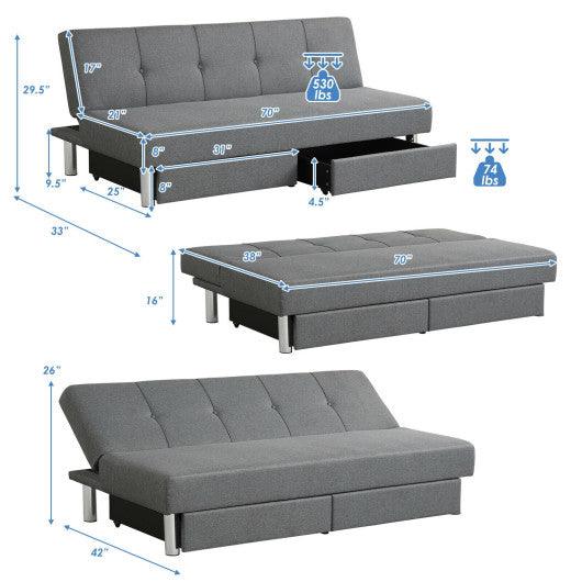 3-Seat Convertible Sofa Bed with 2 Large Drawers and 3 Adjustable Angles at Set Shop and Smile