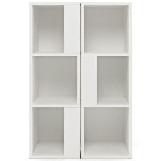 3-Tier 6 Cube Freestanding Bookcase with Anti-toppling Device-White at Set Shop and Smile