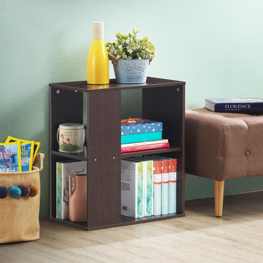 2-Tier Side End Table with Storage Shelves -Brown at Set Shop and Smile