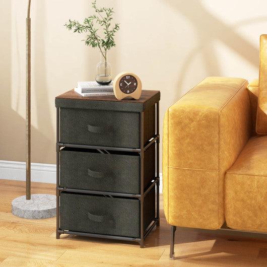 3-Tier Fabric Nightstand with Sturdy Metal Frame-Black at Set Shop and Smile