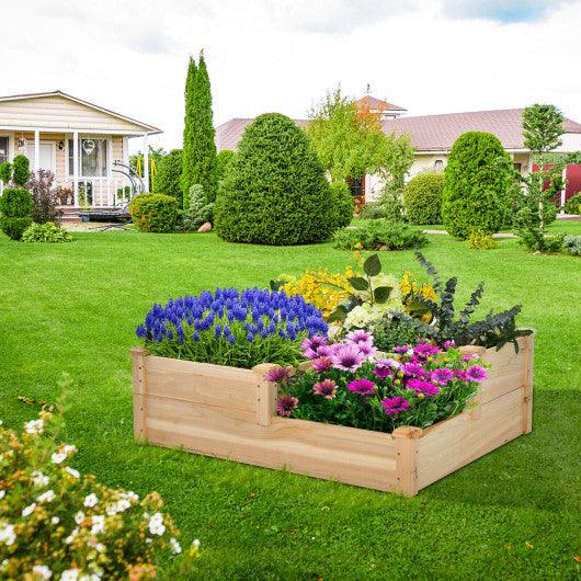 3-Tier Wooden Raised Garden Bed with Open-Ended Base-Natural at Set Shop and Smile