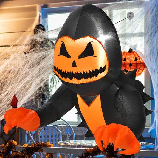 3.3 Feet Halloween Inflatable Pumpkin Head Ghost Broke Out from Window at Set Shop and Smile