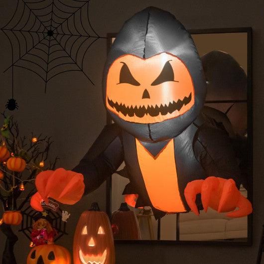 3.3 Feet Halloween Inflatable Pumpkin Head Ghost Broke Out from Window at Set Shop and Smile