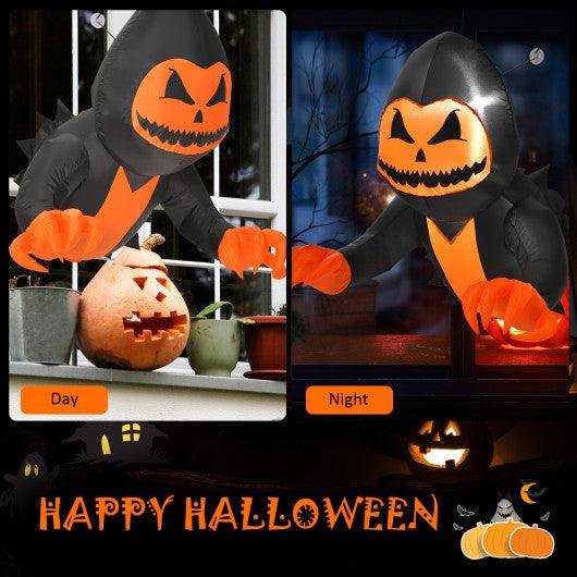 3.3 Feet Halloween Inflatable Pumpkin Head Ghost Broke Out from Window at Set Shop and Smile