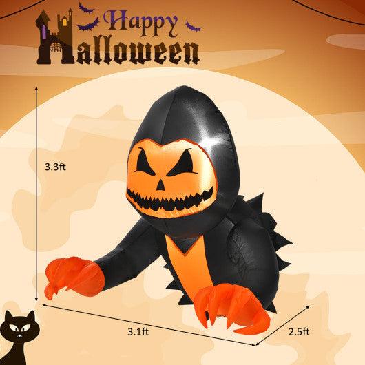 3.3 Feet Halloween Inflatable Pumpkin Head Ghost Broke Out from Window at Set Shop and Smile