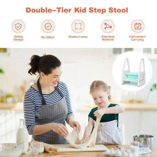 Kids Step Stool Learning Helper with Armrest for Kitchen Toilet Potty Training-Blue at Set Shop and Smile