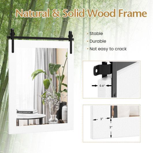30 x 22 Inch Wall Mount Mirror with Wood Frame-White at Set Shop and Smile