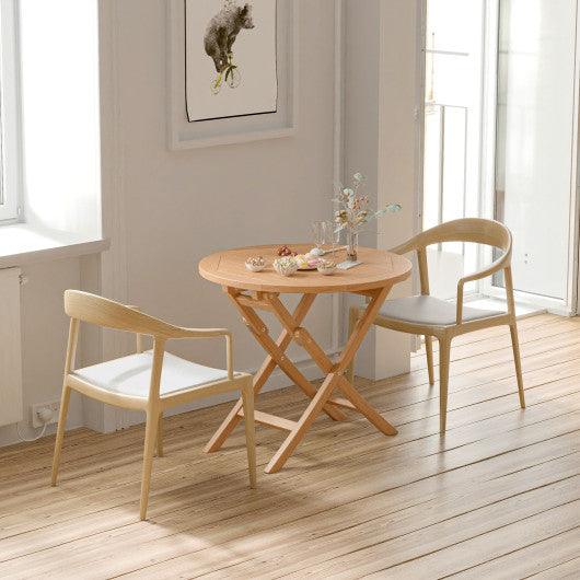 31.5 Inch Folding PatioTeak Wood Round Coffee Table at Set Shop and Smile