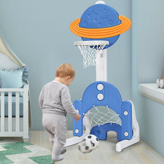 3 in 1 Kids Basketball Hoop Set with Balls-Blue at Set Shop and Smile