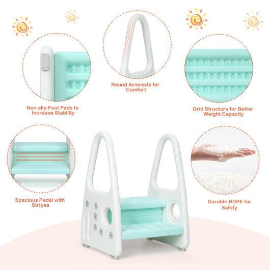 Kids Step Stool Learning Helper with Armrest for Kitchen Toilet Potty Training-Blue at Set Shop and Smile