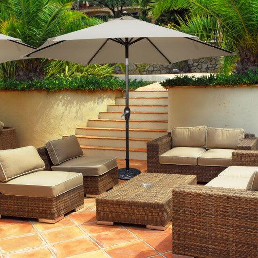 9 Feet Solar LED Lighted Patio Market Umbrella Tilt Adjustment Crank Lift-Tan at Set Shop and Smile
