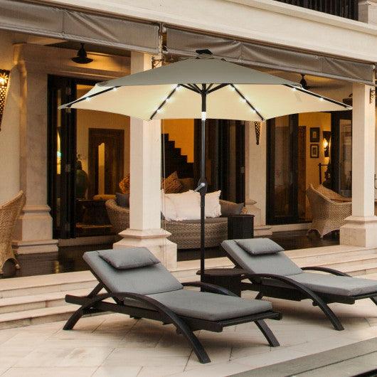 9 Feet Solar LED Lighted Patio Market Umbrella Tilt Adjustment Crank Lift-Tan at Set Shop and Smile