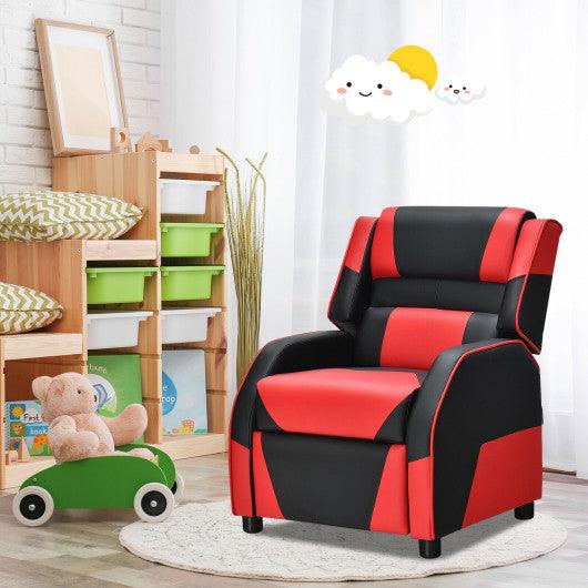 Kids Youth PU Leather Gaming Sofa Recliner with Headrest and Footrest-Red at Set Shop and Smile