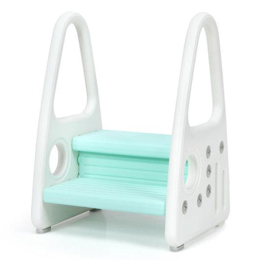 Kids Step Stool Learning Helper with Armrest for Kitchen Toilet Potty Training-Blue at Set Shop and Smile