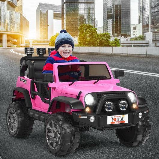 12V 2-Seater Ride on Car Truck with Remote Control and Storage Room-Pink at Set Shop and Smile