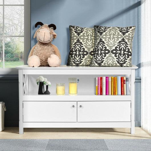 44 Inch Wooden Storage Cabinet TV Stand-White at Set Shop and Smile