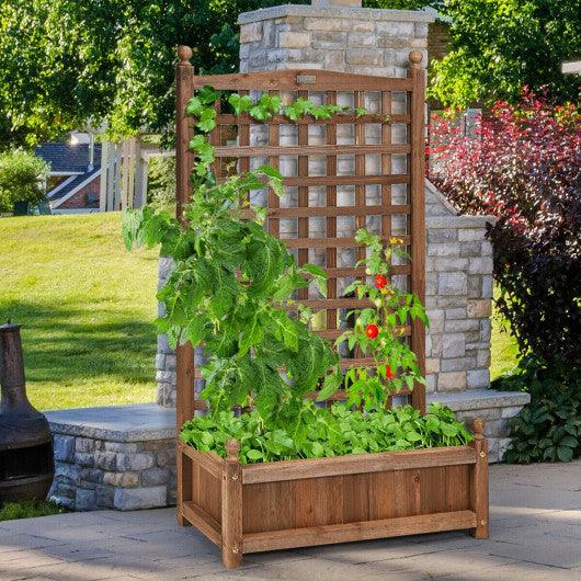 Solid Free Standing Wood Planter Box with Trellis for Garden at Set Shop and Smile