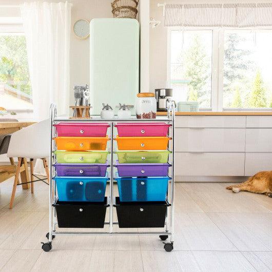 12 Drawers Rolling Cart Storage Scrapbook Paper Organizer Bins-Multicolor at Set Shop and Smile