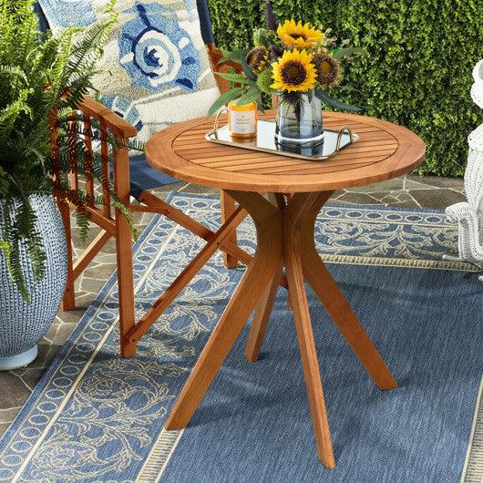27 InchOutdoor Round Solid Wood Coffee Side Bistro Table at Set Shop and Smile
