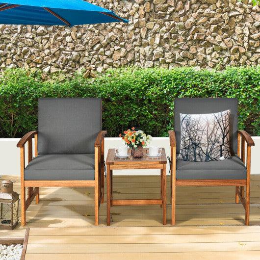 3PC Solid Wood Outdoor Patio Sofa Furniture Set-Gray at Set Shop and Smile