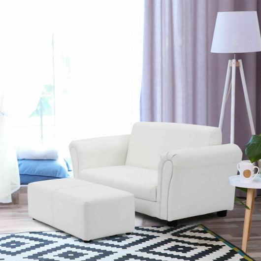 Soft Kids Double Sofa with Ottoman-White at Set Shop and Smile