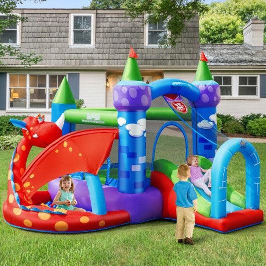 Kids Inflatable Bounce House Dragon Jumping Slide Bouncer Castle at Set Shop and Smile