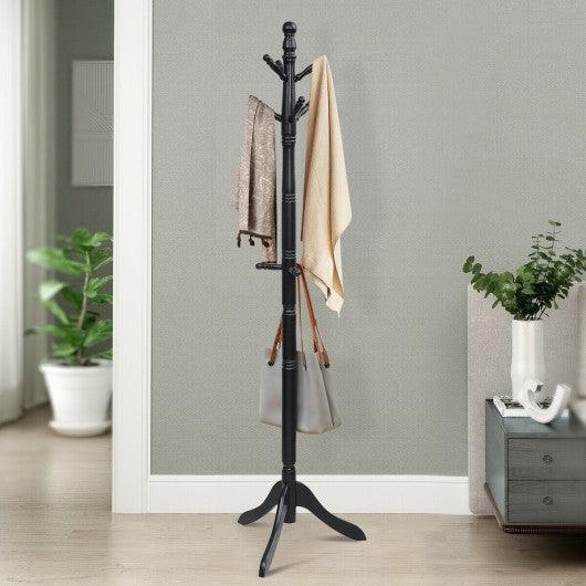 Entryway Height Adjustable Coat Stand with 9 Hooks-Black at Set Shop and Smile