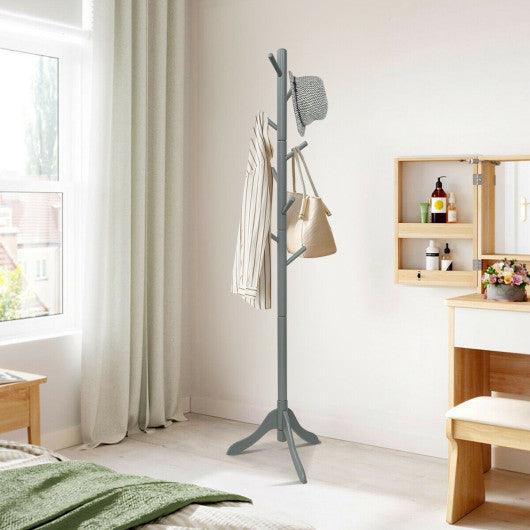 Adjustable Wooden Tree Coat Rack with 8 Hooks-Gray at Set Shop and Smile