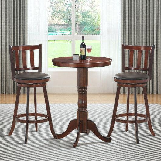 2 Pieces 360 Degree Swivel Wooden Counter Height Bar Stool Set with Cushioned Seat-31 inches at Set Shop and Smile