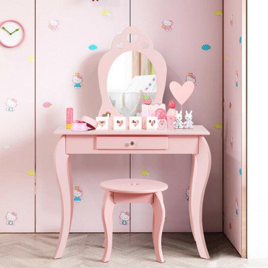 Kids Princess Makeup Dressing Play Table Set with Mirror -Pink at Set Shop and Smile