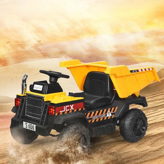 12V Battery Kids Ride On Dump Truck with Electric Bucket at Set Shop and Smile
