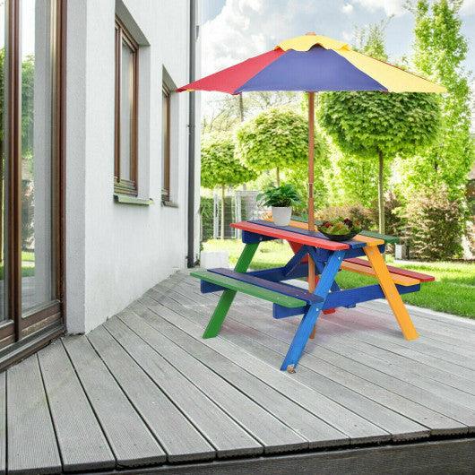4 Seat Kids Picnic Table with Umbrella at Set Shop and Smile