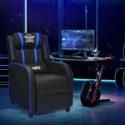 Massage Racing Gaming Single Recliner Chair-Blue at Set Shop and Smile